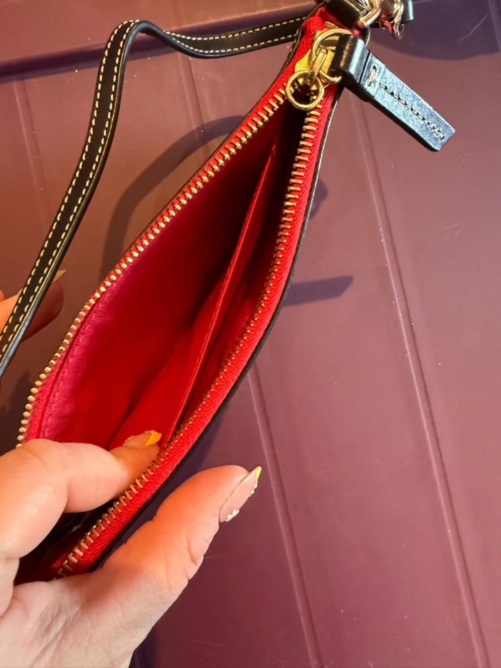 Dooney & Bourke Red Mickey Mouse Wristlet with Black Trim - Picture 7 of 7
